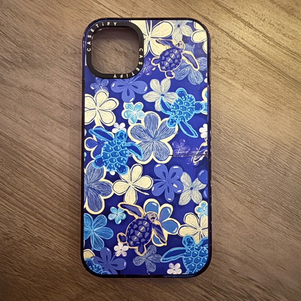 blue flowered and turtle casetify case